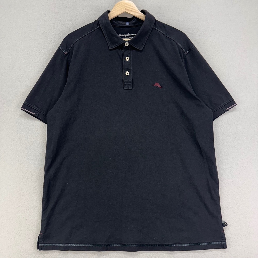 Tommy Bahama Polo Shirt Mens L Black Islandzone Modal Stretch Short Sleeve